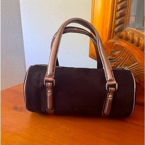 Small suede purse with silver accents